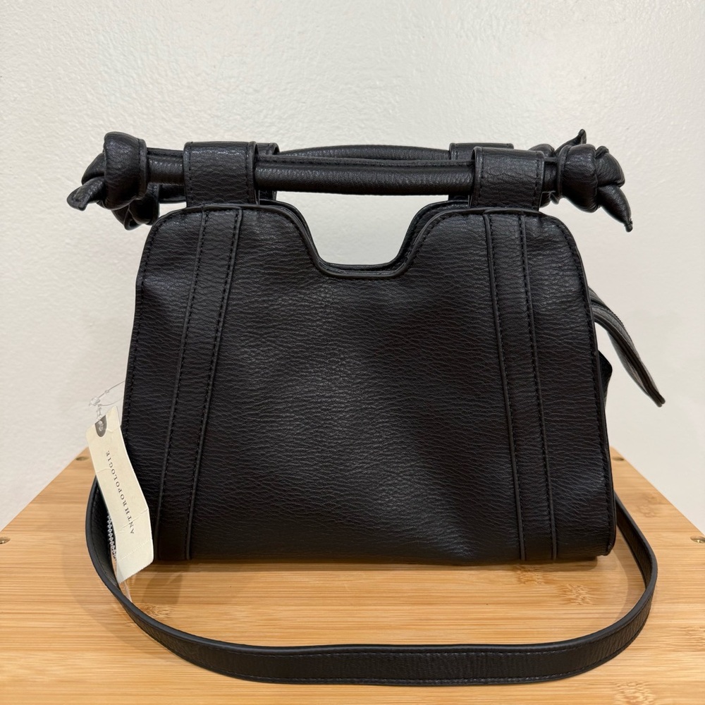Anthropologie Terrance Mini Knotted Crossbody Bag Black Faux Leather NWT - Picture 2 of 10